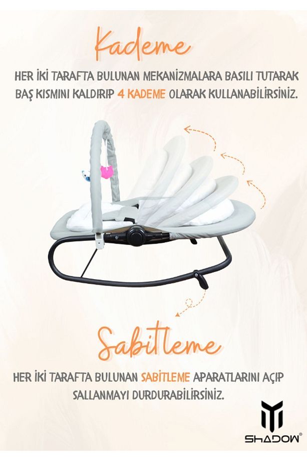 Soft Anakucağı - Hazır Kurulu Gelir- Sallanır - 4 Kademe - Anadizi Sabitlenebilir - 6