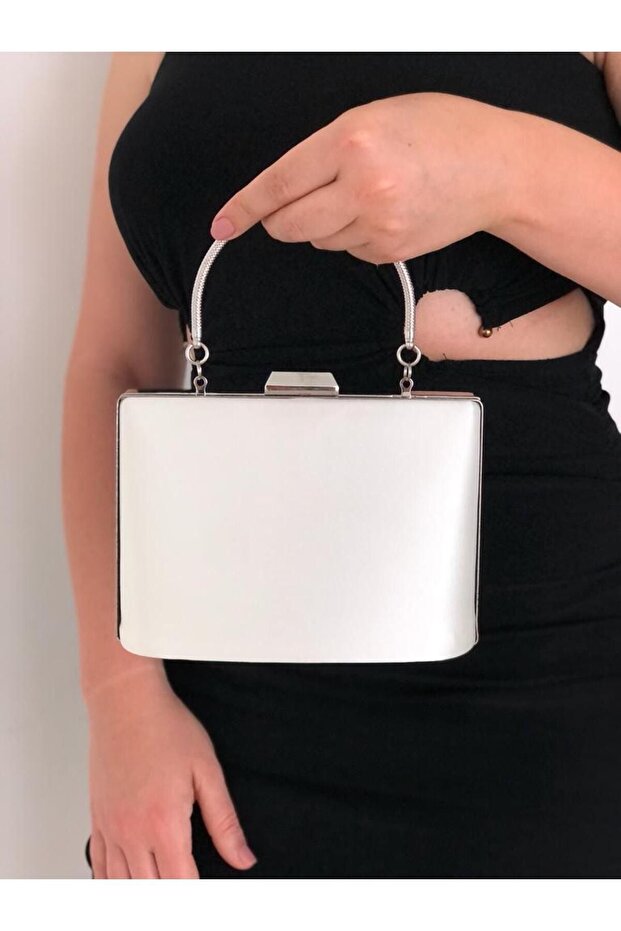 Satin Mother of Pearl Evening Dress Bag with Handle
