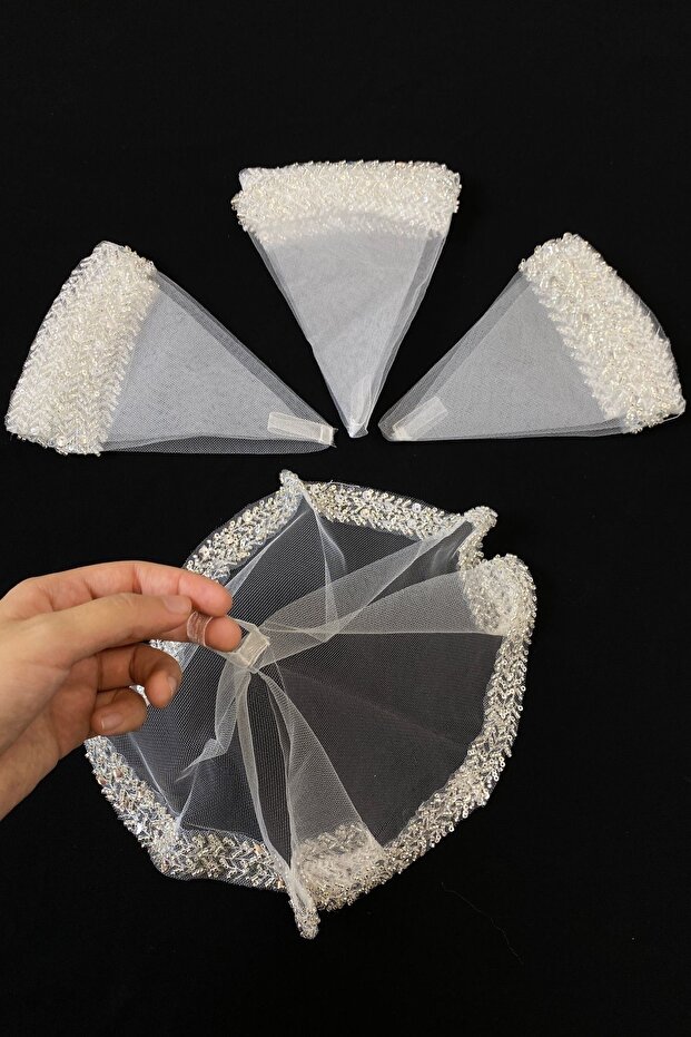 White Bridal Handkerchief Halay Handkerchief Elegant Water Stone Sequin Beaded Sequin Sequin