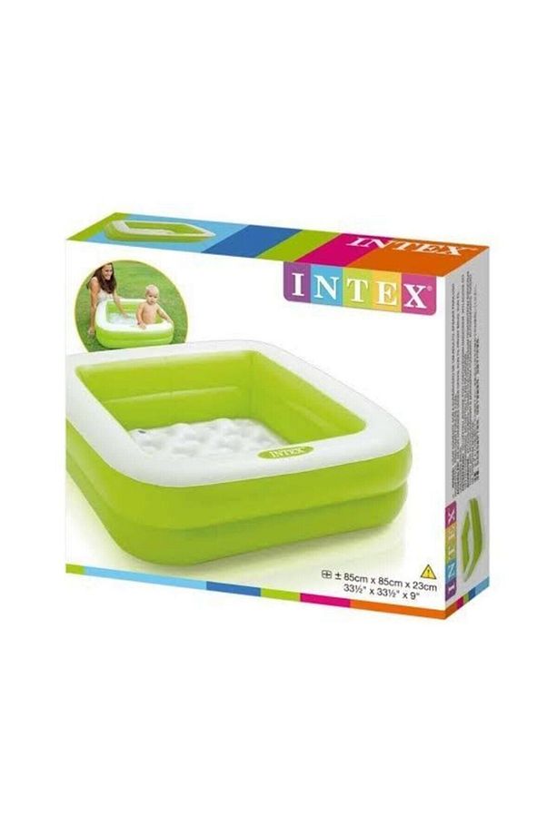 Yumuşak Tabanlı Mini Kare Havuz - Yeşil + Pompa - 3
