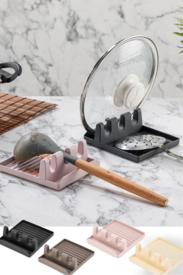 1 Piece 4 Compartment Countertop Spoon Ladle Base Pot Lid Holder Dirty Spoon Ladle Base
