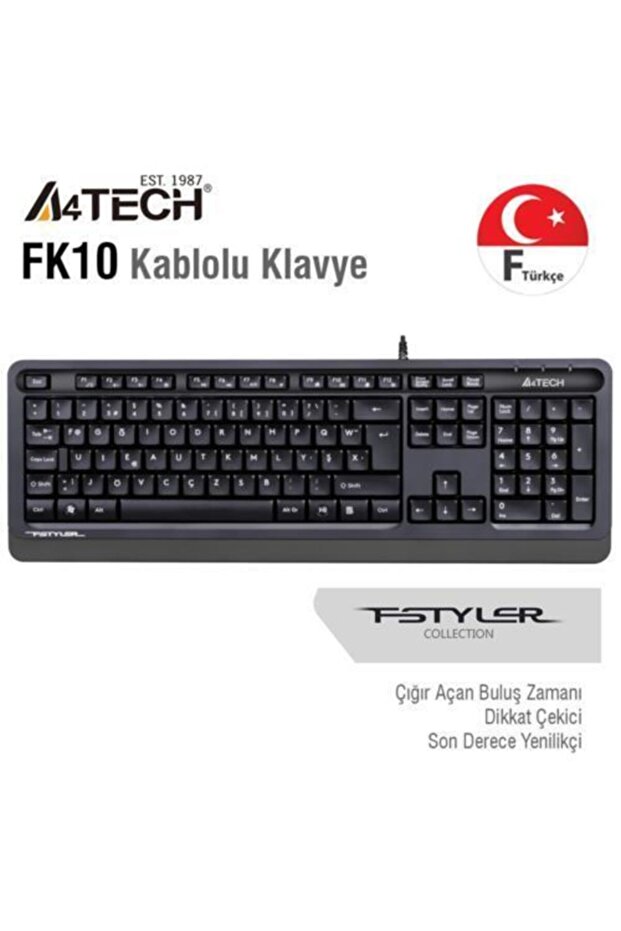A4-tech (F) Kablolu Klavye Siyah (FK10) - 1