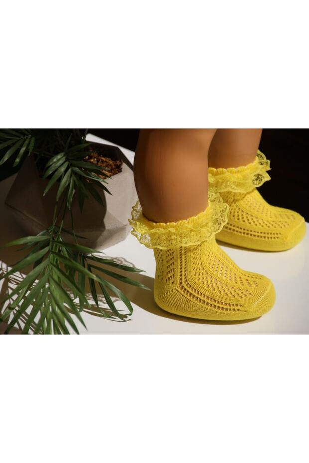 Ruffle Tulle Detailed Mesh Socks for Girls