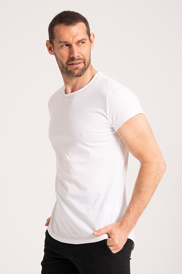 %100 Cotton Basic T-shirt -5000-w - 1