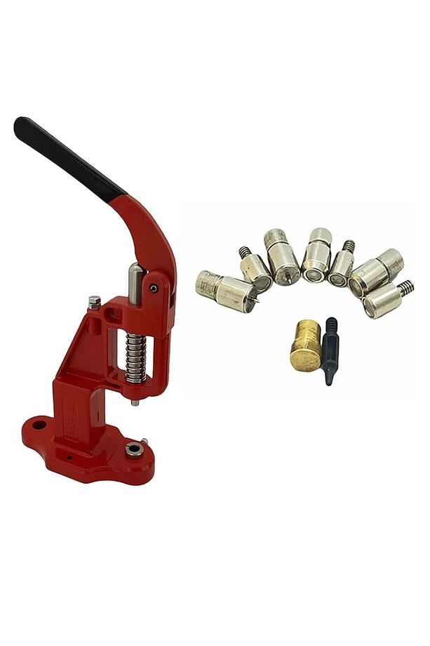 5 Çeşit Kalıplı Rivet / Perçin Tulumba Pres Seti ( 4 Rivet Kalıbı Ve 1 Delme Kalıbı ) Kırmızı - 1