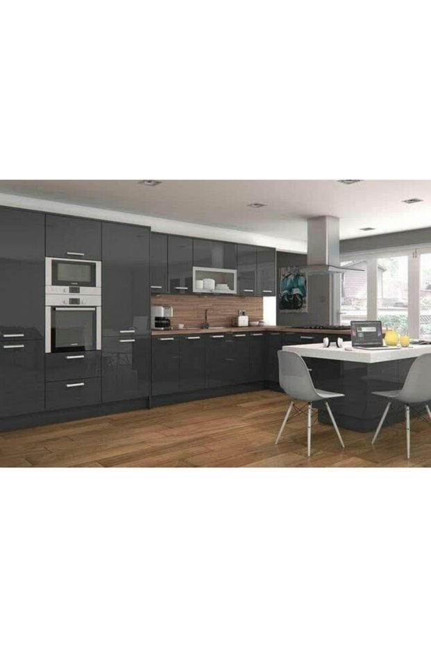 Cabinet Covering Foil Glossy Anthracite Gray 61cmx8mt Self Adhesive