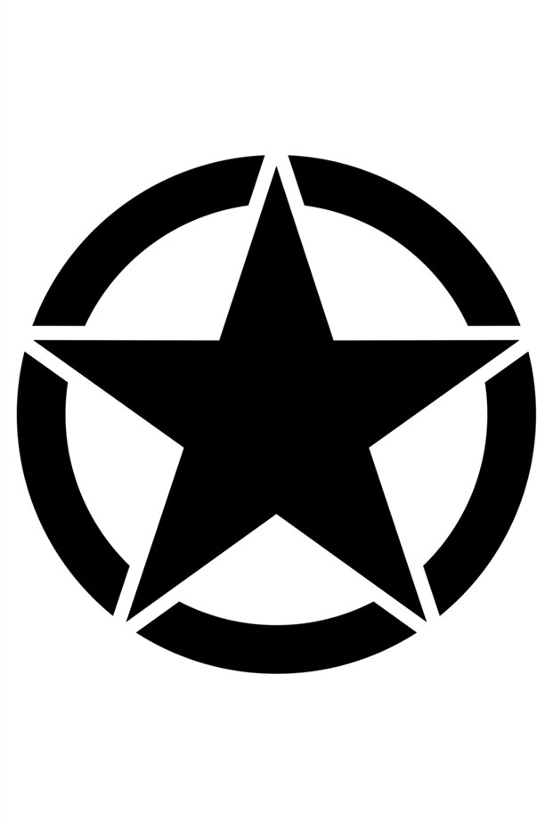 Army Star, Military Star Off Road Auto Sticker Car Sticker Black 15 X 15 cm