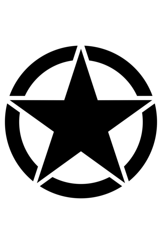 Army Star, Military Star Off Road Auto Sticker Car Sticker Black 20 X 20 cm