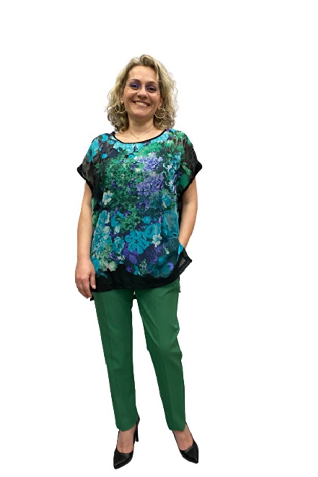 Çiçek Desenli Bluz - 1