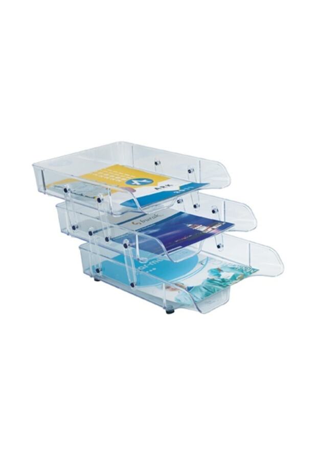 رف وثائق منظم وشفاف متحرك من 3 طبقات - 1