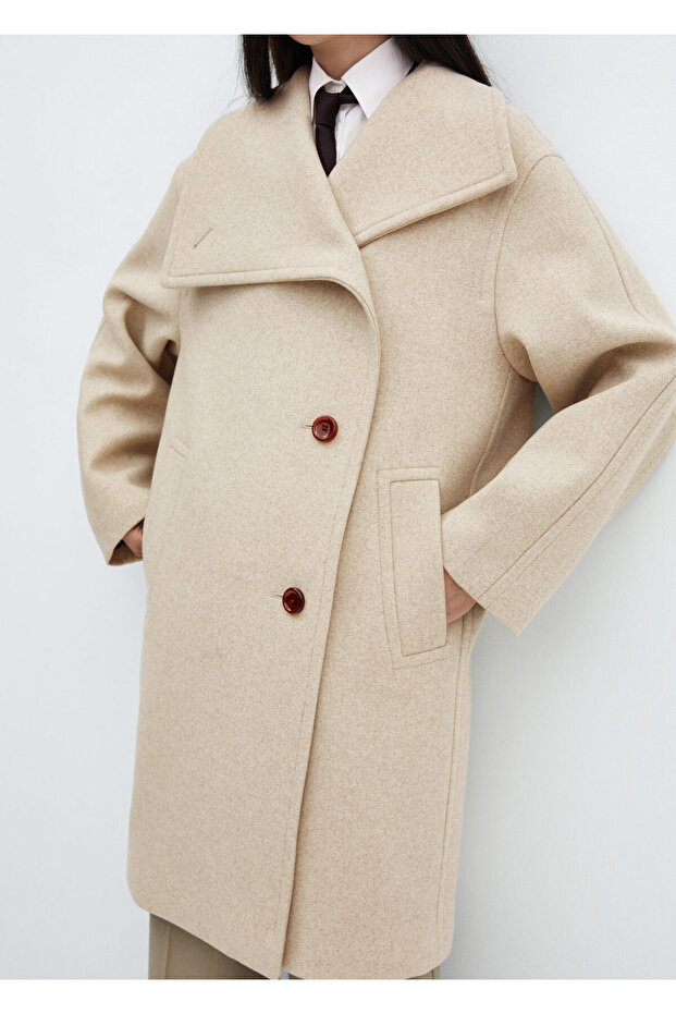 Płaszcz damski beżowy - 57078268 - 7