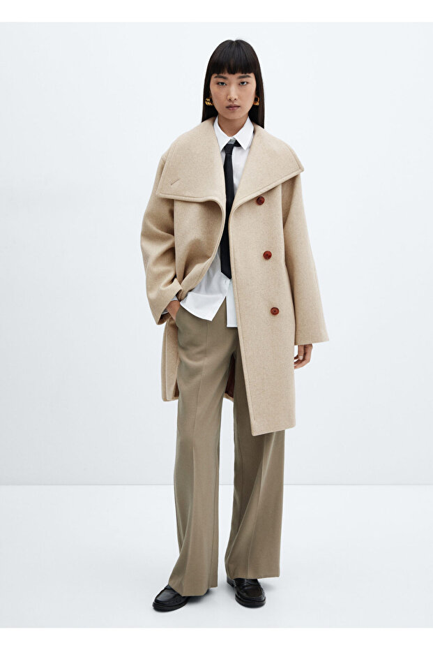 Płaszcz damski beżowy - 57078268 - 1