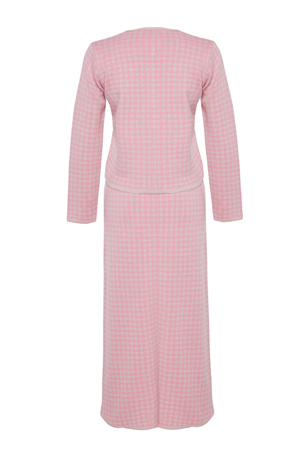 Pembe Ekoseli Triko Alt-Üst Takım TCTAW25US00057 - 7