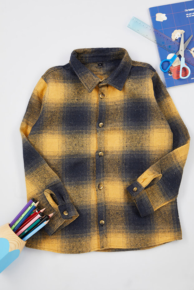 Yellow Boy's Lumberjack Woven Shirt Tkdaw25Go00001