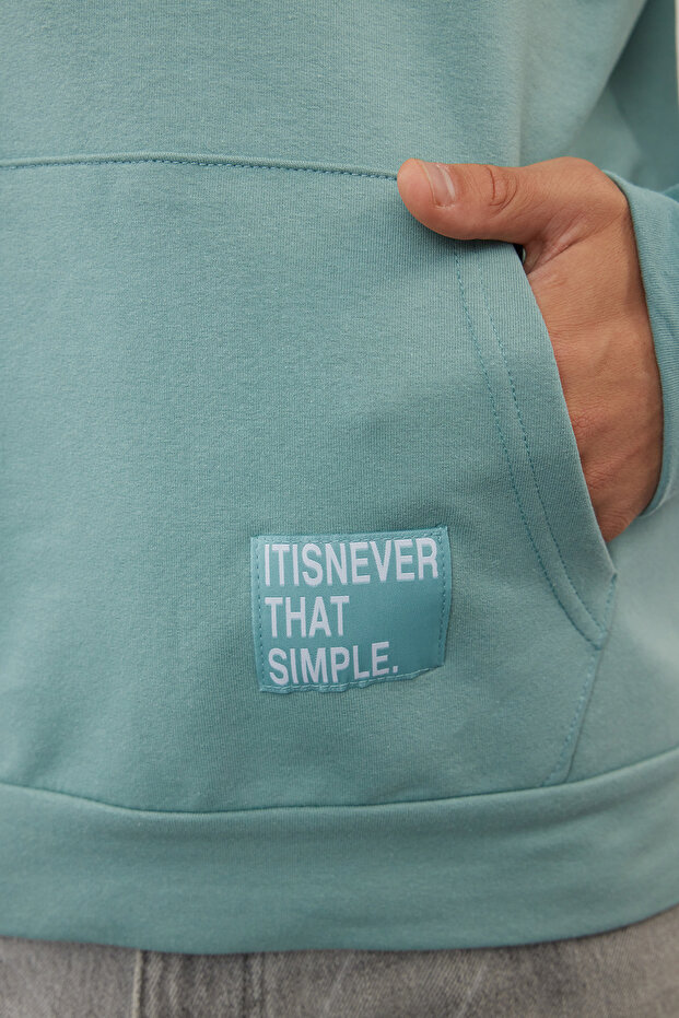 Mint Oversize Kapüşonlu Uzun Kollu Etiket Aplikeli Sweatshirt TMNSS21SW0221 - 4