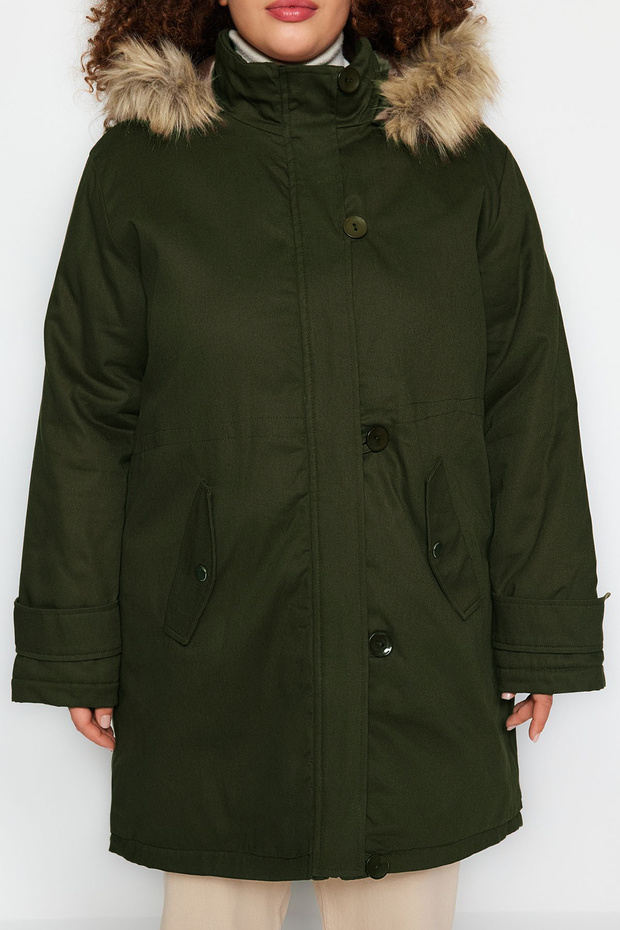 Kapucnis khaki parka és kabát - TBBAW24AW00022 - 4