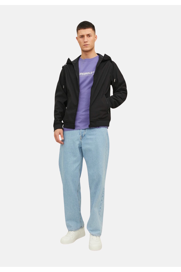 Jachetă softshell - glugă, fermoar și buzunare cu fermoar model basic - 1