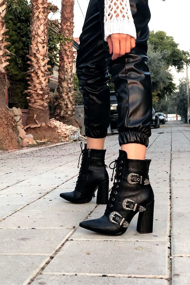 Siyah Kadın Bot & Bootie - 1