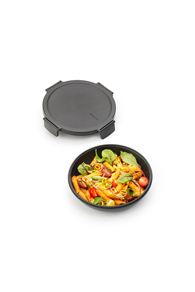 004-01-maKE - PLain Fabric for FooD Carrying PLate PLastic, BLack Grey, 1L