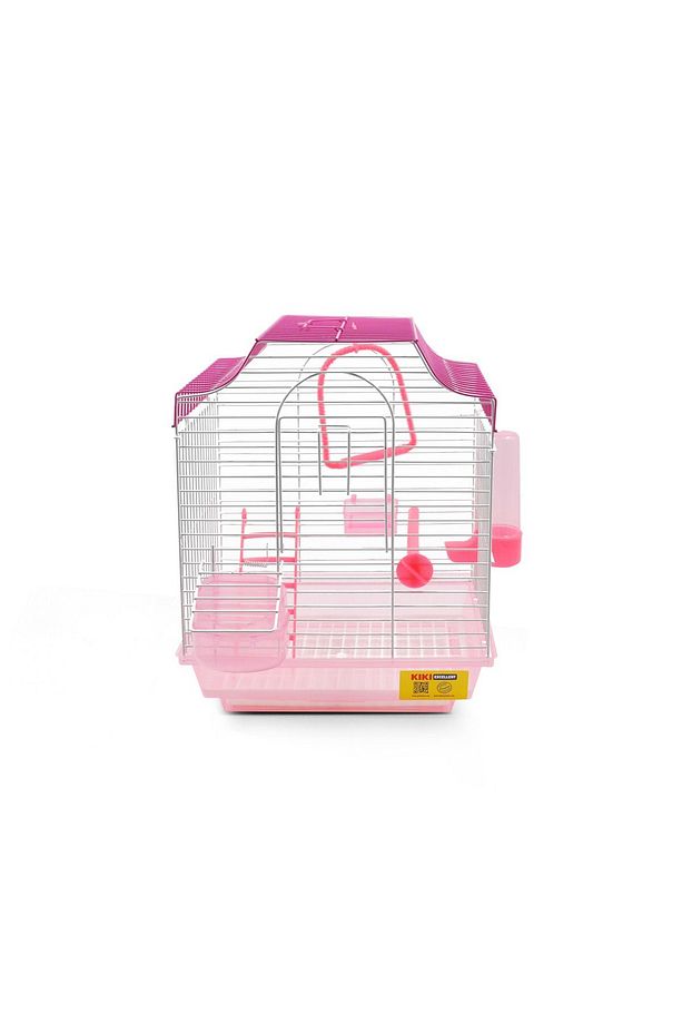 Kuş Kafesi - Tek Kapılı, Tek Yemlikli, Full Aksesuarlı Kafes - 36cm(Y) - 27cm(G) - 20cm(D) Beşgen - 2