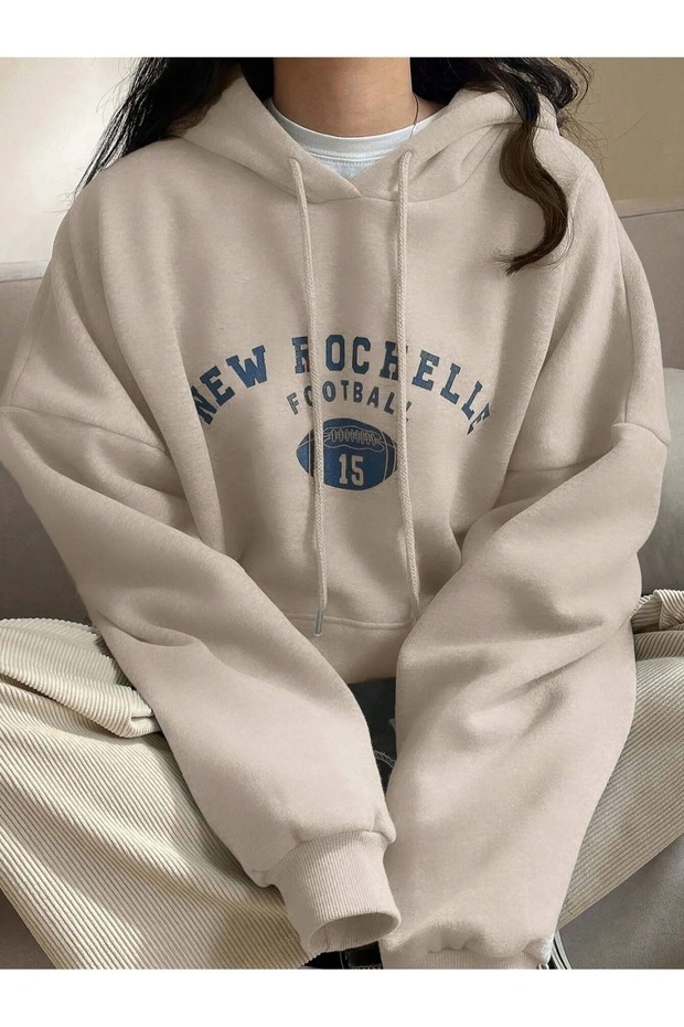 Unisex Plus Size Printed Hooded Sweatshirt
