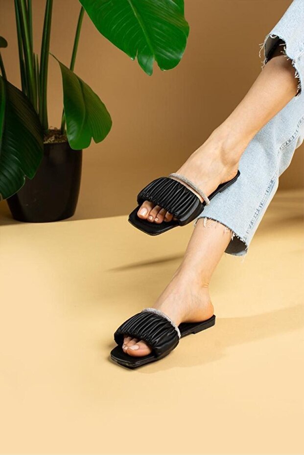 PLEATED STONE SLIPPERS - 1