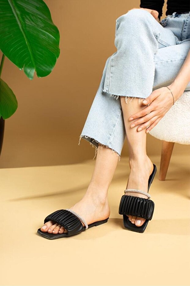 PLEATED STONE SLIPPERS - 2
