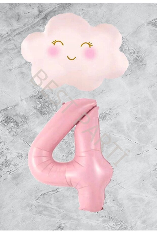 Age 4 Pink Number Cloud Foil Balloon Set