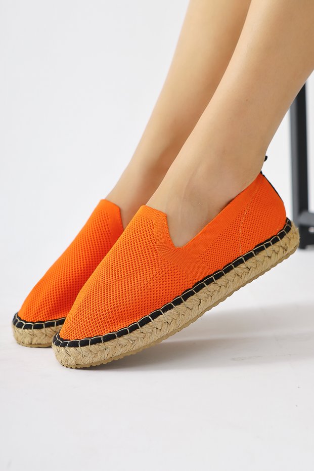 Bisse Orange, Orange Knitted Straw Sole Women's Casual Shoes Opportunity Product