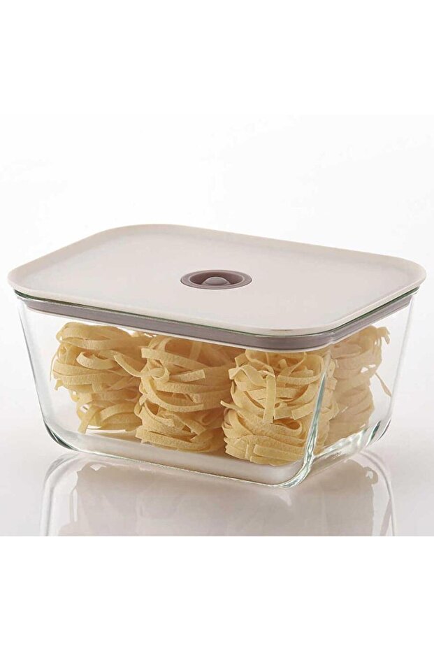 Beige 2600ml Fika Clik Glass Rectangular Storage Container