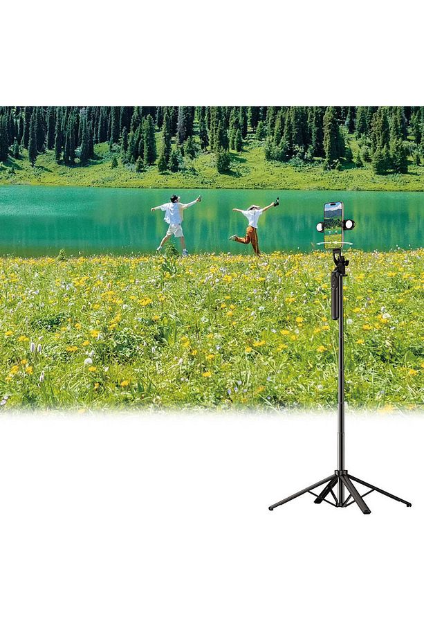 Canlı Yayın Dolgu Işıklı Teleskopik Tripod ve Selfie Çubuğu Wiwu Wi-SE012 Açılabilir Ayaklı 185 cm - 4