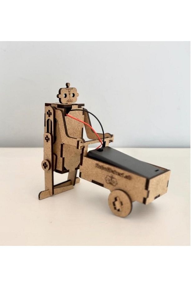 - RoboMakerLab - El Arabası Robot Eğitici Kendin Yap Hareketli Demonte Ahşap MDF STEM Bilim Seti - 1