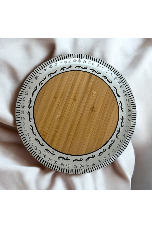 Bamboo Serving and Presentation Plate - Special Design Round Plate, 20*20*1.5 Cm