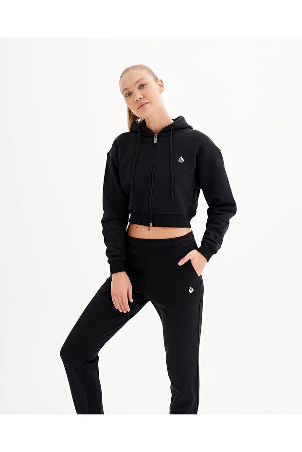 Infinity Kadın Siyah Crop Hırka - 7