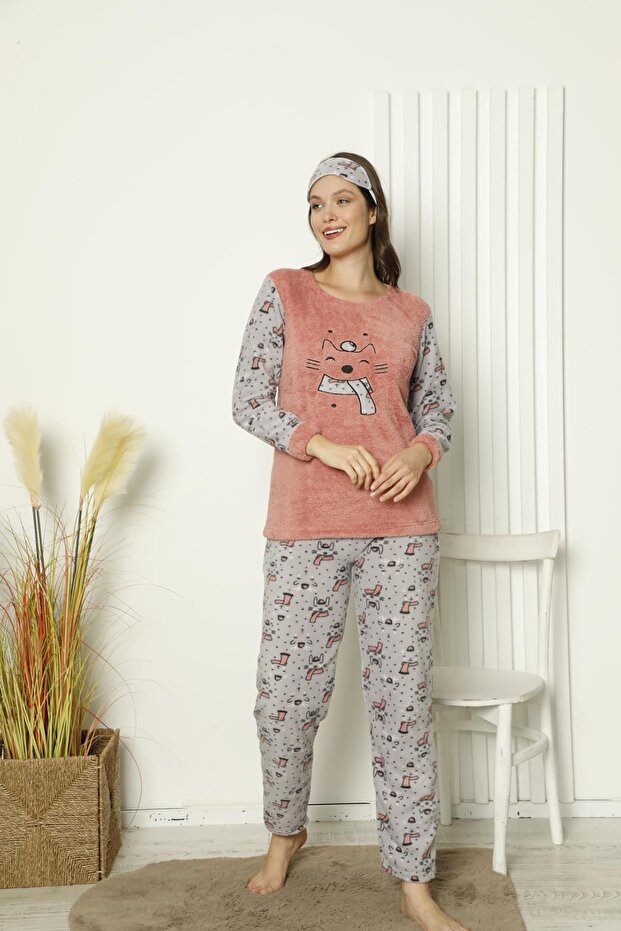 Women's Winter Fleece Pajama Set with Pockets 2158