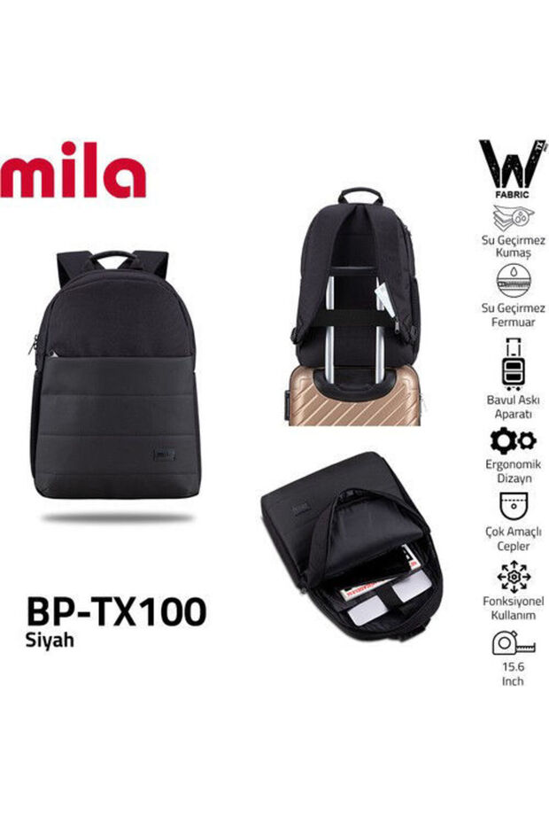 Mila Bp-Tx100 15.6 Waterproof Zippered Backpack