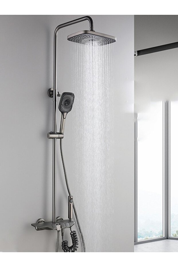 Piyano Gri Tepe Duş Seti - 1