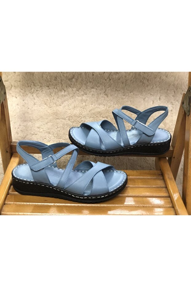 Full Orthopedic Genuine Leather Soft Flat Sole Women's Sandals