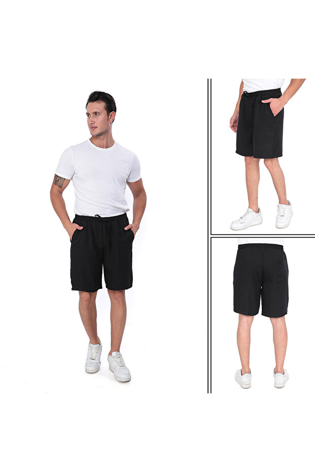Comfortable Men's Cotton High Waist Thin Summer Linen Look Slouchy Shorts
