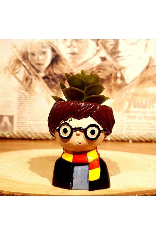 Harry Potter Biblo Saksı & Magic Puf Yastık & Time Turner Kolye 3'LÜ HEDİYE SETİ - 3