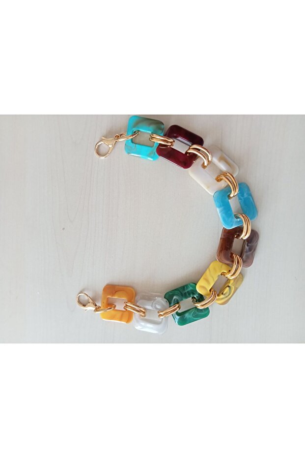 حقيبة مستطيلة مطرزة بالأكريليك ذات وصلة مزدوجة - مقبض - 1