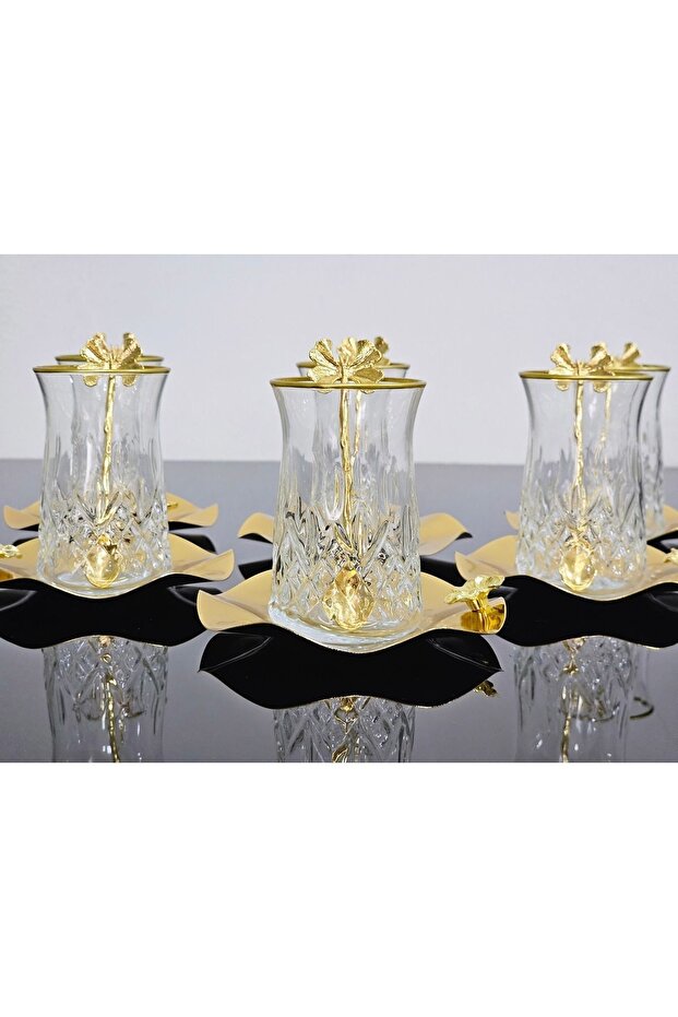 ODIN TEA SET FOR 6 PEOPLE WITH 18 PIECES TEA SPOONS BUTTERFLY SPOON WITH METAL PLATE