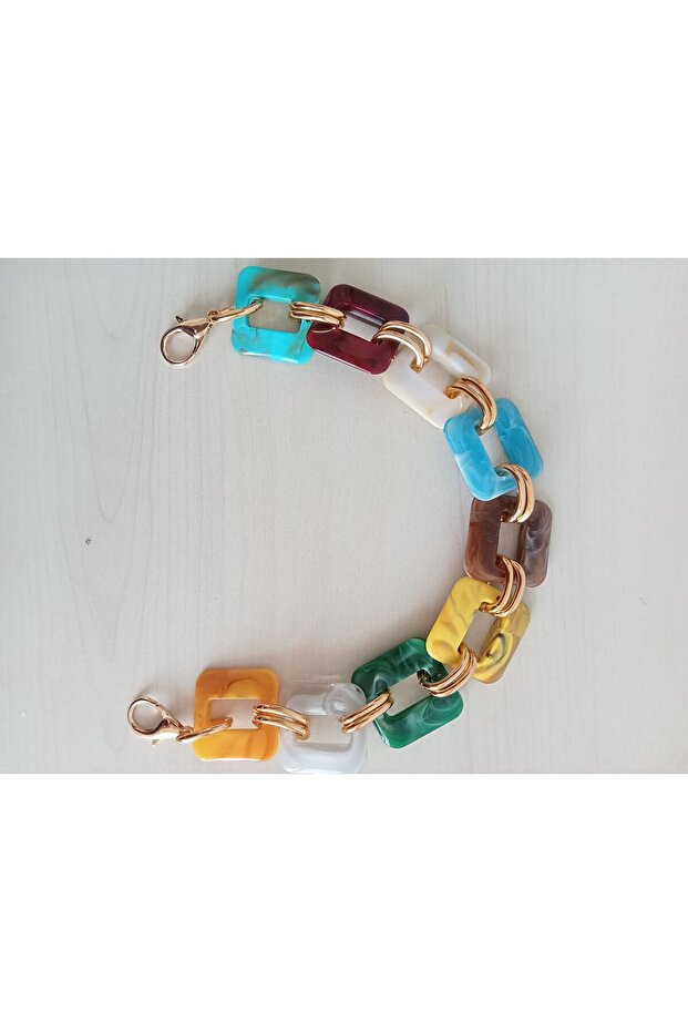 حقيبة مستطيلة مطرزة بالأكريليك ذات وصلة مزدوجة - مقبض - 4