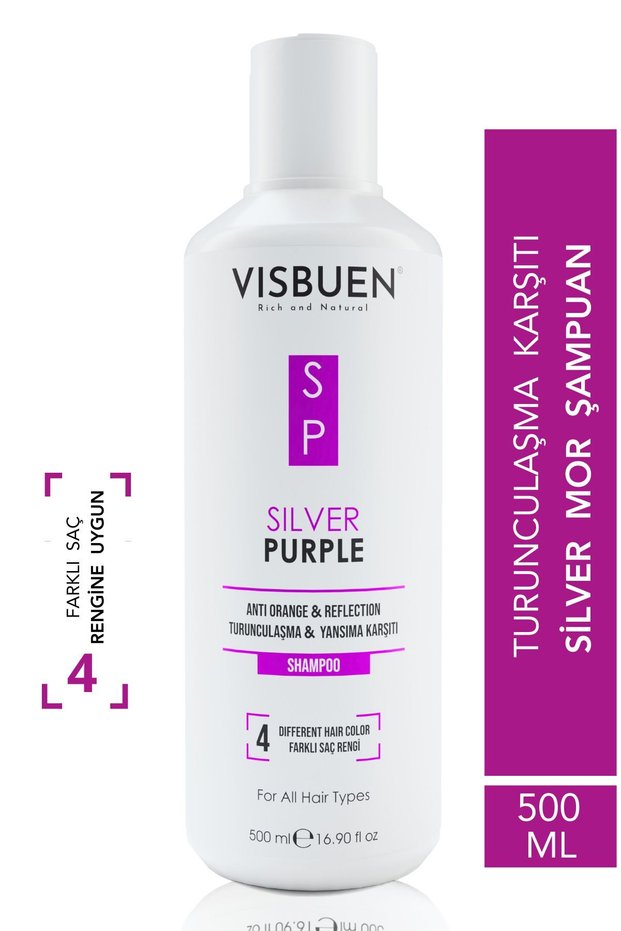 Silver Purple Shampoo Anti-Bronze and Anti-Reflection for Blonde, Platinum, Gray, White, and Brown Hair