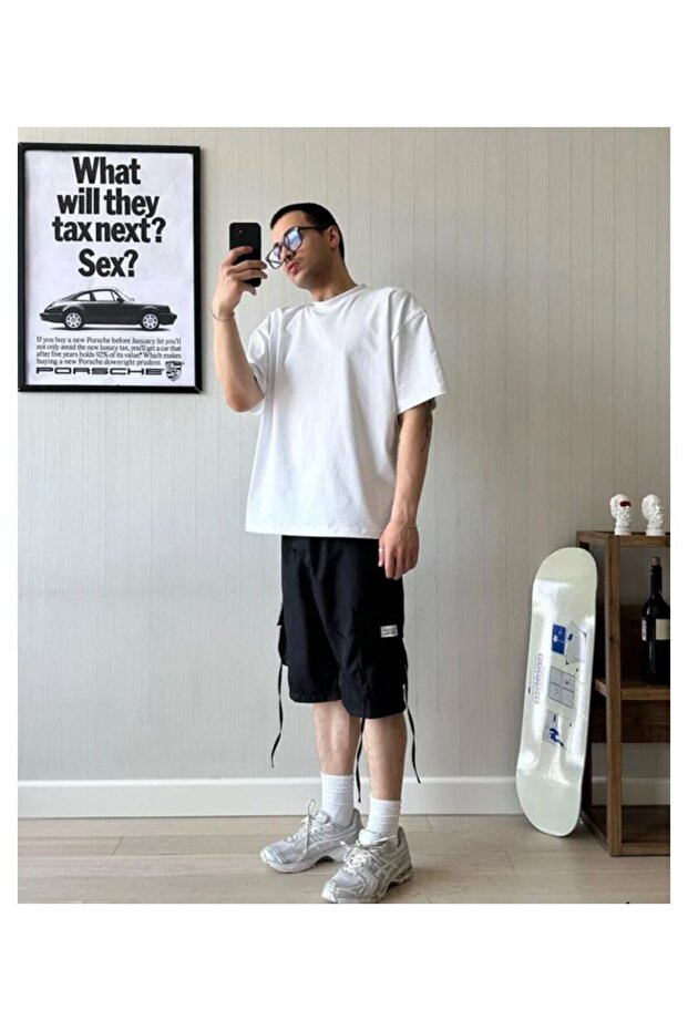 UNİSEX PARAŞÜT ŞORT SİYAH - 2