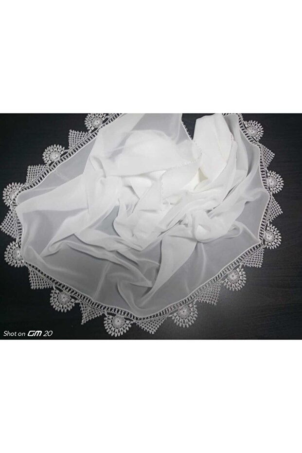 Hand Made Needle Embroidered Prayer Cover Dowry Mevlid Head Scarf Crepe Fabric