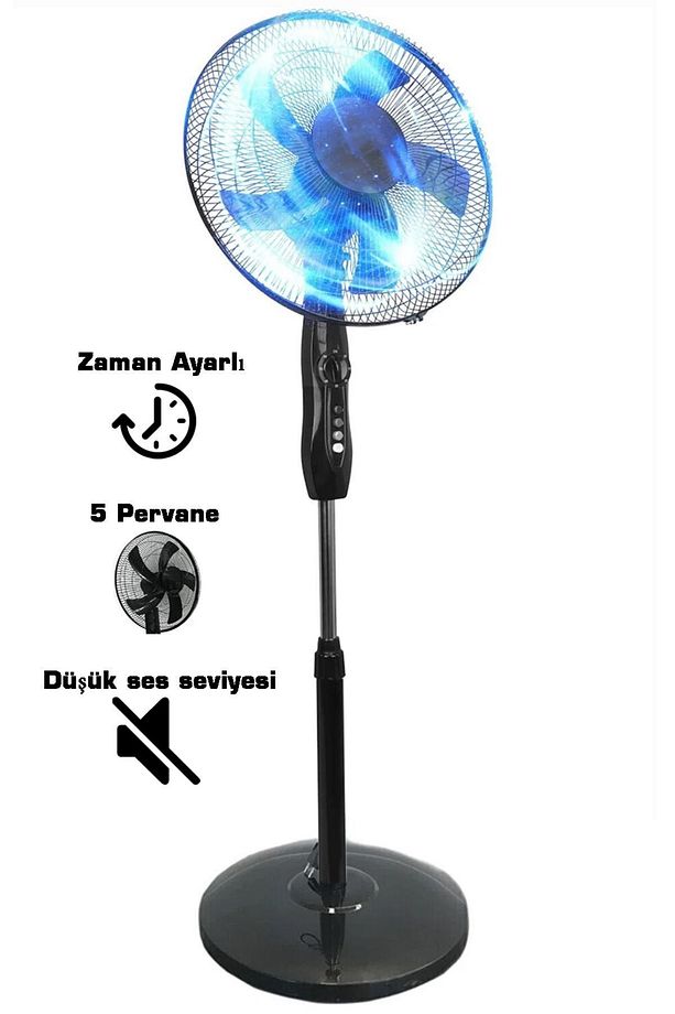 Tnt Cvc-91018 Zaman Ayarlı 5 Kanatlı Düşük Ses Yuvarlak Ayaklı 16'' Vantilatör - 1