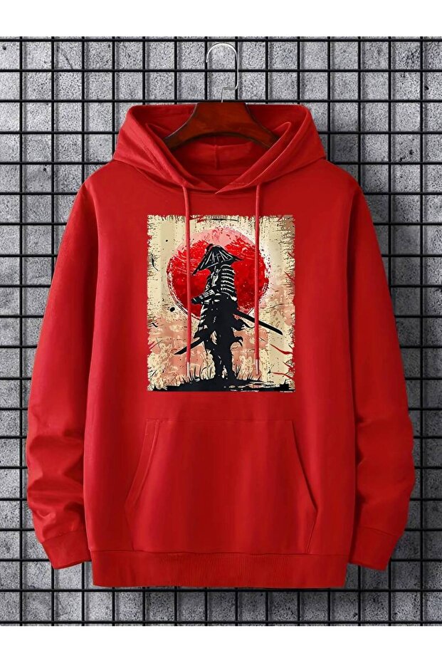 Unisex Ninja Printed Oversized Winter 3 Thread 100% Cotton K Hooded Sweatshirt Hoodie