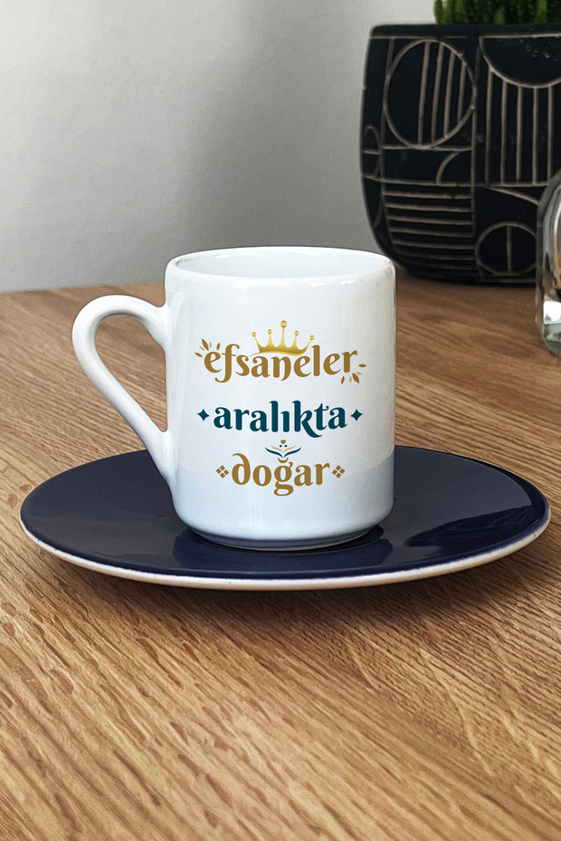 Legends Are Born in December Turkish Coffee Cup Navy Blue Bow Sign Birthday Gift