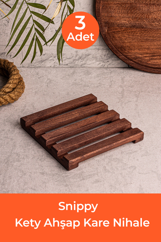 Kety - 3'lü Ahşap Kare Nihale - 1